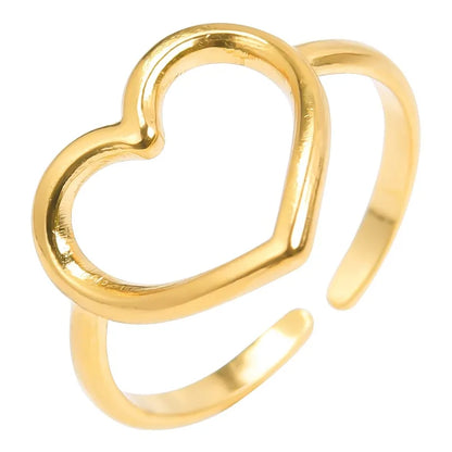 Wholesale Jewelry Simple Style Heart Shape 304 Stainless Steel Plating Rings