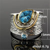 Wholesale Accessories Alloy Inlaid Blue Rhinestone Zircon Drop Shape Women's Ring