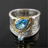 Wholesale Accessories Alloy Inlaid Blue Rhinestone Zircon Drop Shape Women's Ring