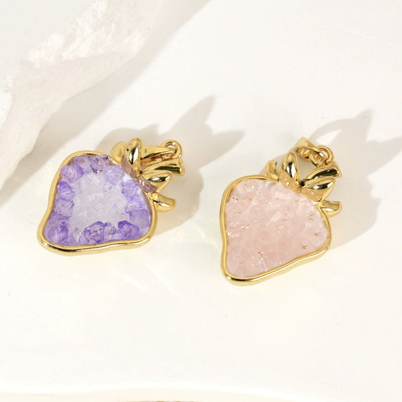 Wholesale Accessories Artificial Crystal Fruit Shape Heart Pattern Electroplated Necklace Pendant