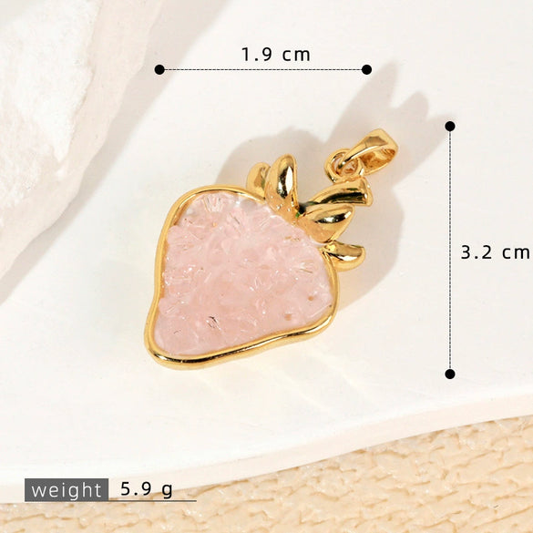 Wholesale Accessories Artificial Crystal Fruit Shape Heart Pattern Electroplated Necklace Pendant