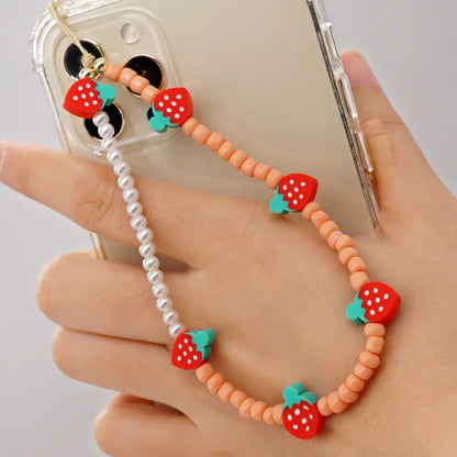 Wholesale Accessories Bohemian Soft  Heart Fruit Woven Mobile Phone Chain Nihaojewelry