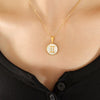 Wholesale Accessories Constellation Necklace With White Sea Shell Pendant Titanium Steel Clavicle Chain Geometric Design 18K Real Gold Plated
