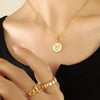 Wholesale Accessories Constellation Necklace With White Sea Shell Pendant Titanium Steel Clavicle Chain Geometric Design 18K Real Gold Plated