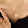 Wholesale Accessories Constellation Necklace With White Sea Shell Pendant Titanium Steel Clavicle Chain Geometric Design 18K Real Gold Plated