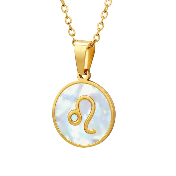 Wholesale Accessories Constellation Necklace With White Sea Shell Pendant Titanium Steel Clavicle Chain Geometric Design 18K Real Gold Plated