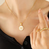 Wholesale Accessories Constellation Necklace With White Sea Shell Pendant Titanium Steel Clavicle Chain Geometric Design 18K Real Gold Plated