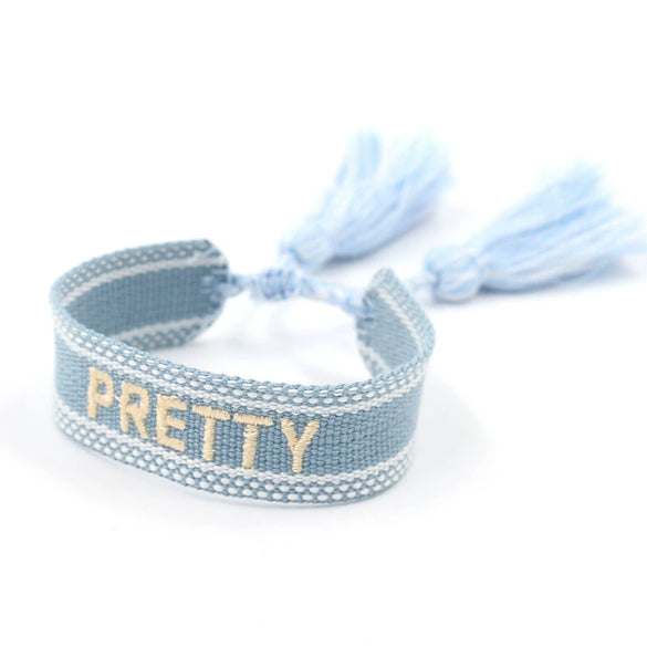 Wholesale Accessories Gold Thread Embroidered Love Letter Wrist Strap Handwoven Tassel Bracelet