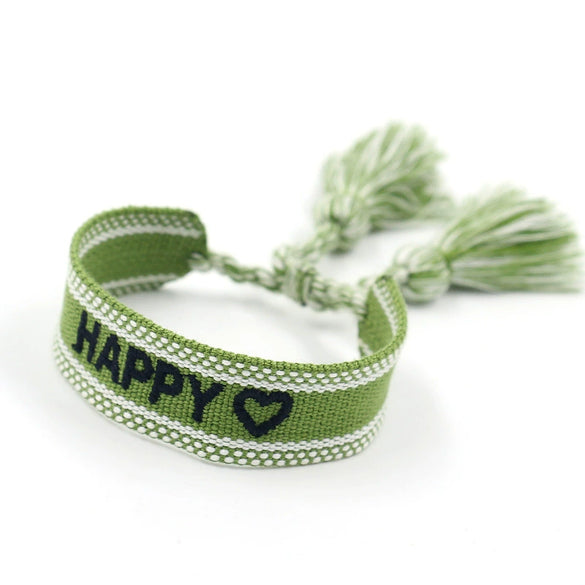 Wholesale Accessories Gold Thread Embroidered Love Letter Wrist Strap Handwoven Tassel Bracelet