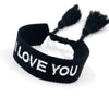 Wholesale Accessories Gold Thread Embroidered Love Letter Wrist Strap Handwoven Tassel Bracelet