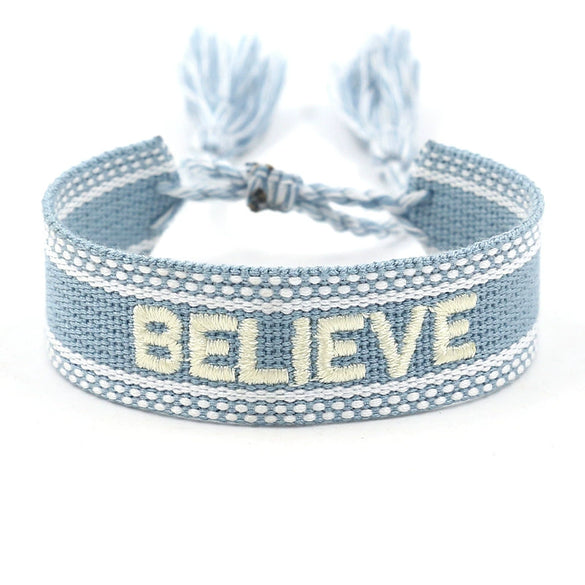 Wholesale Accessories Gold Thread Embroidered Love Letter Wrist Strap Handwoven Tassel Bracelet