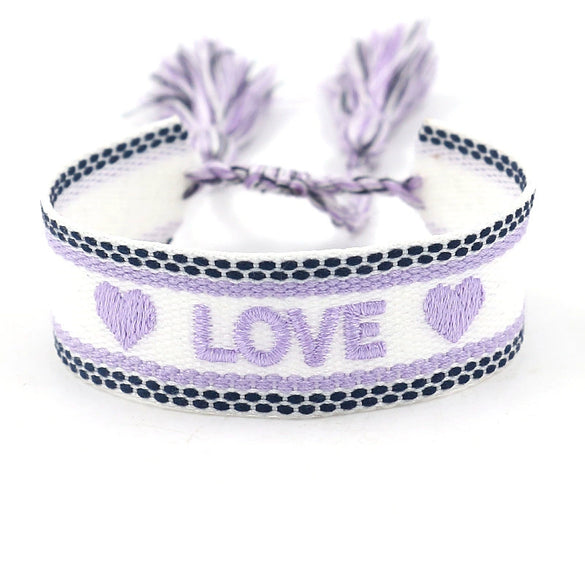 Wholesale Accessories Gold Thread Embroidered Love Letter Wrist Strap Handwoven Tassel Bracelet