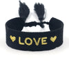 Wholesale Accessories Gold Thread Embroidered Love Letter Wrist Strap Handwoven Tassel Bracelet