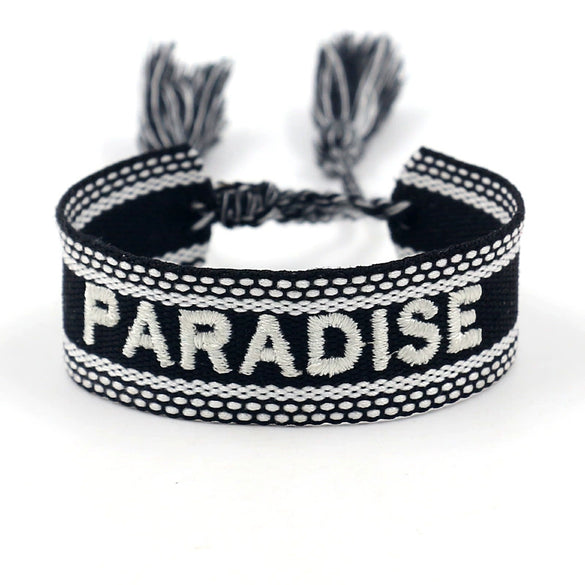 Wholesale Accessories Gold Thread Embroidered Love Letter Wrist Strap Handwoven Tassel Bracelet