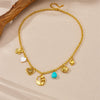 Wholesale Accessories Pendant Stainless Steel Gold Plated Love Flower Sun O Word Chain Necklace For Women Fashion Retro Multi Element
