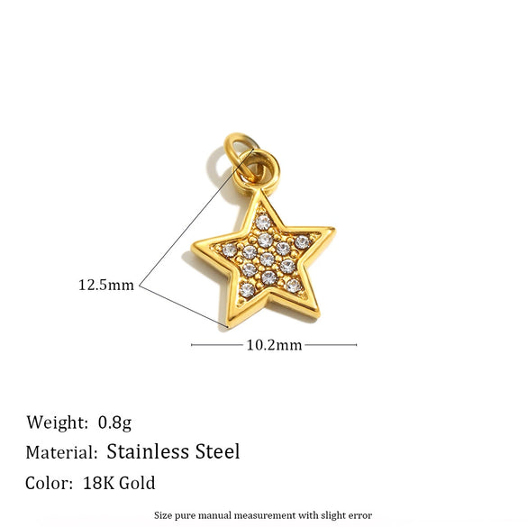 Wholesale Accessories Pendant Stainless Steel Plated 18K Gold Seahorse Bow Fivepointed Star Cowboy Boots Heart Shape Pendant For Women Electroplating