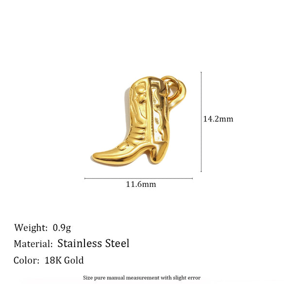 Wholesale Accessories Pendant Stainless Steel Plated 18K Gold Seahorse Bow Fivepointed Star Cowboy Boots Heart Shape Pendant For Women Electroplating