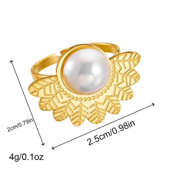 Wholesale Accessories Stainless Steel Goldplated Inlaid Pearl Fanshaped Feather Threepiece Set