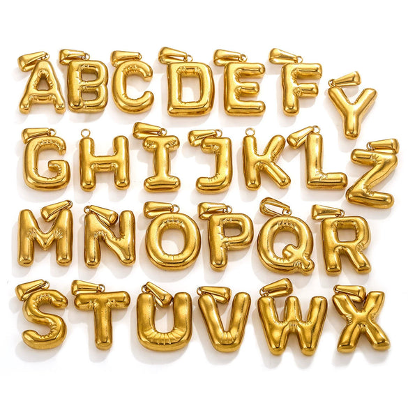 Wholesale Accessories Stainless Steel 18K Gold Plated Mini Bubble Letter Pendant With Butterfly Pattern