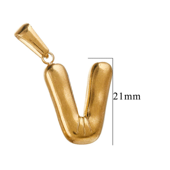 Wholesale Accessories Stainless Steel 18K Gold Plated Mini Bubble Letter Pendant With Butterfly Pattern