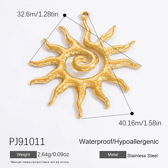 Wholesale Accessories Stainless Steel Retro Handmade Geometric Pendant With Love Drop Bell Pattern 18K Gold Plated