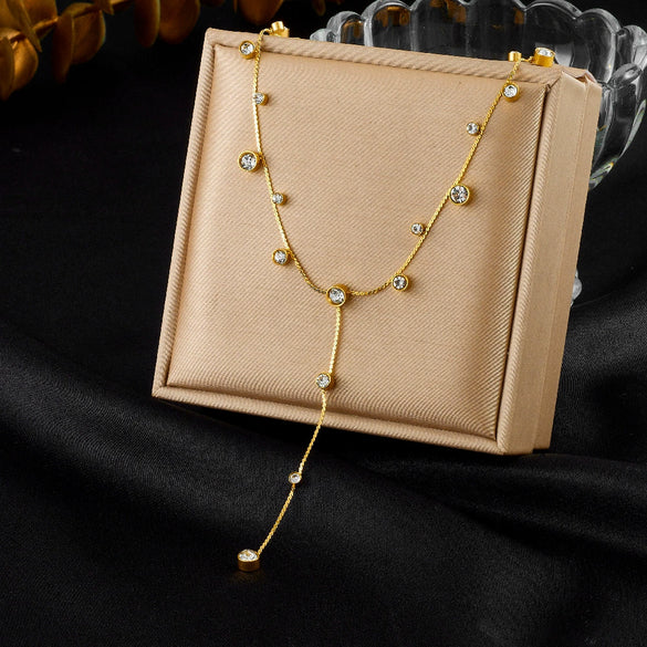 Wholesale Accessories Stainless Steel Rhinestones Electroplating Love Yshaped Long Tassel Women's