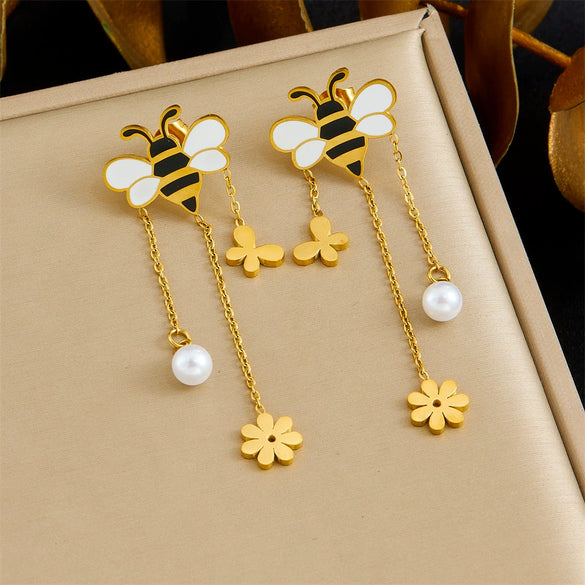 Wholesale Accessories Stainless Steel Set With Cartoon Oil Dripping Bee Butterfly Dragonfly Insect Patterns Electroplated