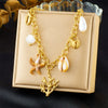 Wholesale Accessories Stainless Steel Women's Necklace With Leaf Pattern And Electroplating In Retro Ocean Resort Style