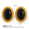 Wholesale Accessories 316L Stainless Steel Oval Inlaid Tiger's Eye Retro Geometric Love Water Drops Bell Style For Women