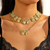 Wholesale Accessories Zinc Alloy Bowknot Geometric Ochain Necklace With Electroplating For Women