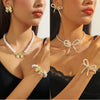 Wholesale Accessories Zinc Alloy Bowknot Geometric Ochain Necklace With Electroplating For Women