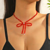 Wholesale Accessories Zinc Alloy Bowknot Geometric Ochain Necklace With Electroplating For Women