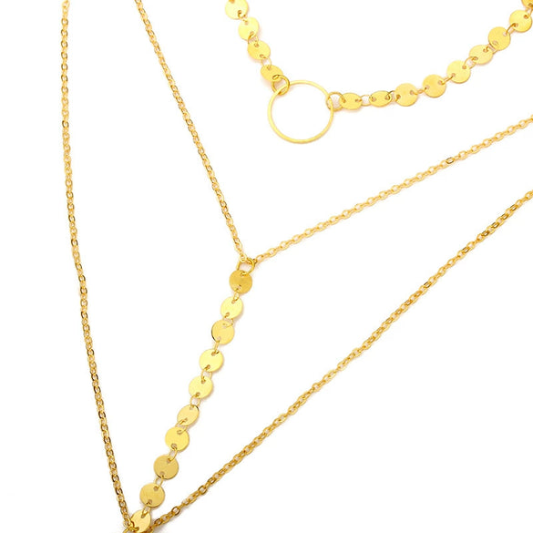 Wholesale Accessories Zinc Alloy Threelayer Circle Pendant Clavicle Chain For Women With Electroplating Treatment