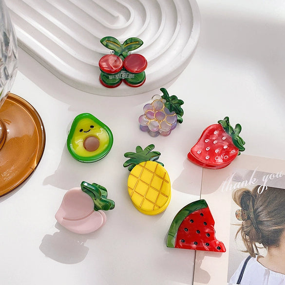 Wholesale Acetate Fruit Shaped Small Hair Clips For Women Cute All Match Bangs And Broken Hair Grippers