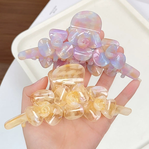 Wholesale Acetate Sweet Style Handmade Twin Flower Hair Gripper For Women