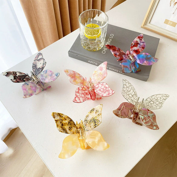 Wholesale Acetic Acid Butterfly Hair Clip Handmade Elegant Girl Hair Accessories For Autumn And Winter