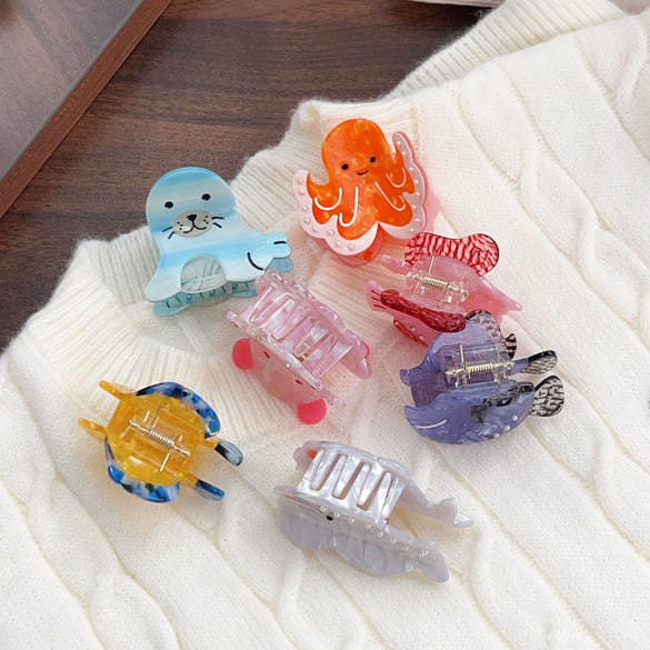 Wholesale Acetic Acid Cartoon Marine Fish Hair Clip Polished Hair Accessories For Women