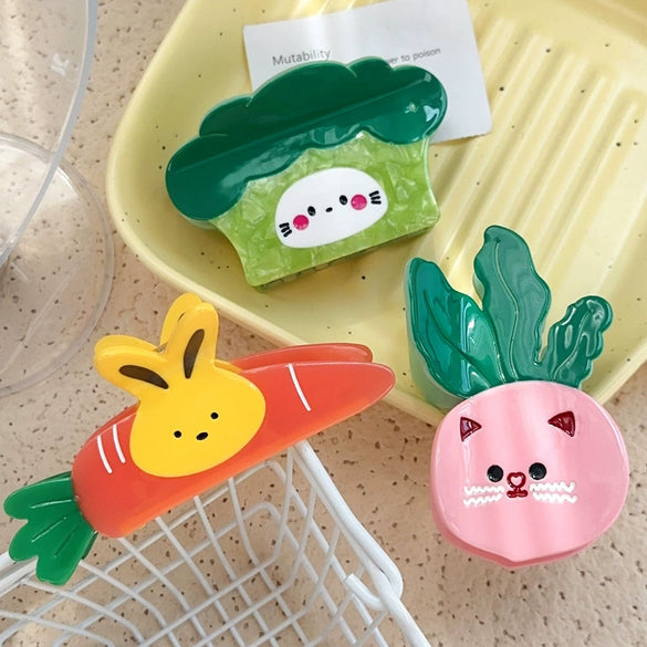 Wholesale Acetic Acid Handmade Cartoon Vegetable Fruit Food Style Hair Grab Clips For Women