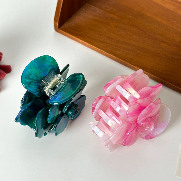 Wholesale Acetic Acid Handmade High End Three Dimensional Rose Hairpin And Peach Tail Clip For Women