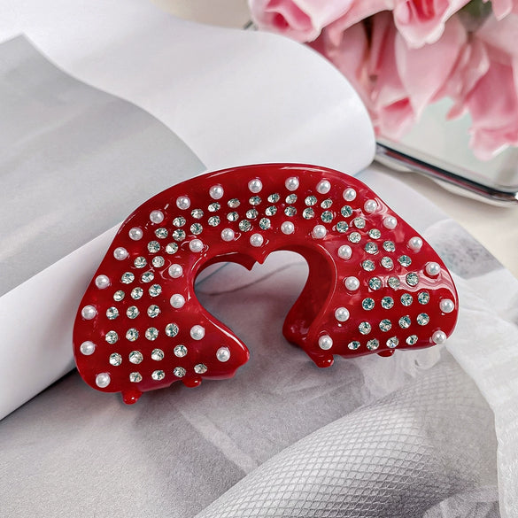 Wholesale Acetic Acid Love Handmade Hair Clip Heavy Industry Diamond Style Shark Clip For Women