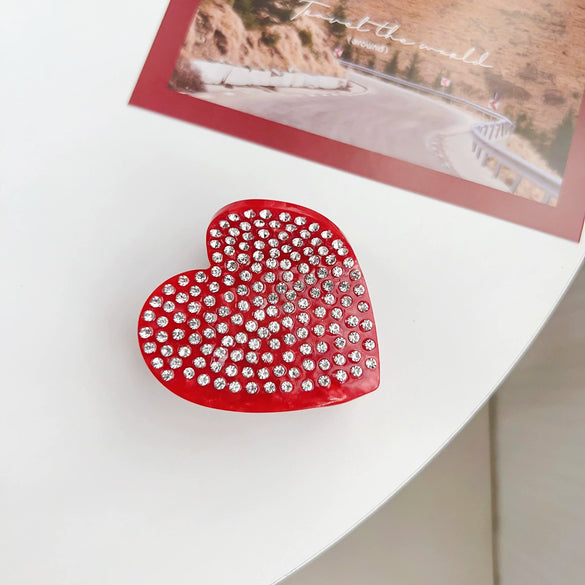 Wholesale Acetic Acid Love Handmade Hair Clip Heavy Industry Diamond Style Shark Clip For Women