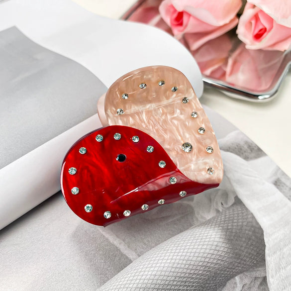 Wholesale Acetic Acid Love Handmade Hair Clip Heavy Industry Diamond Style Shark Clip For Women