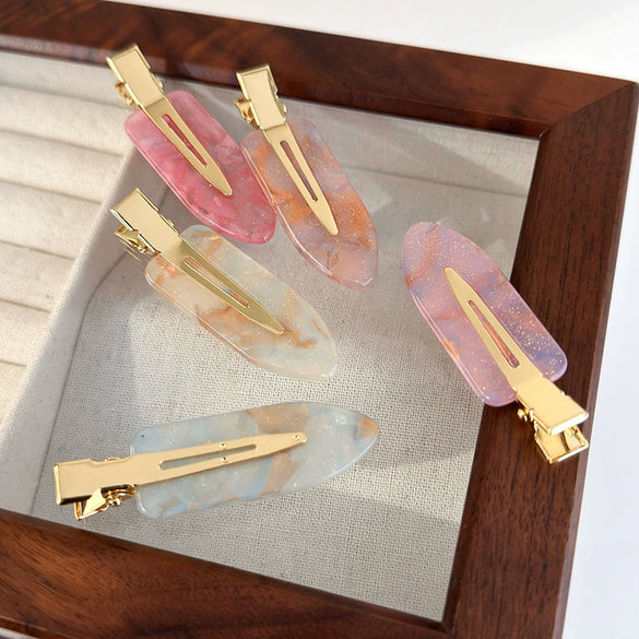 Wholesale Acetic Acid Seamless Duckbill Hairpin For Women With Stamping Super Fairy Dream Pink Gradient Style
