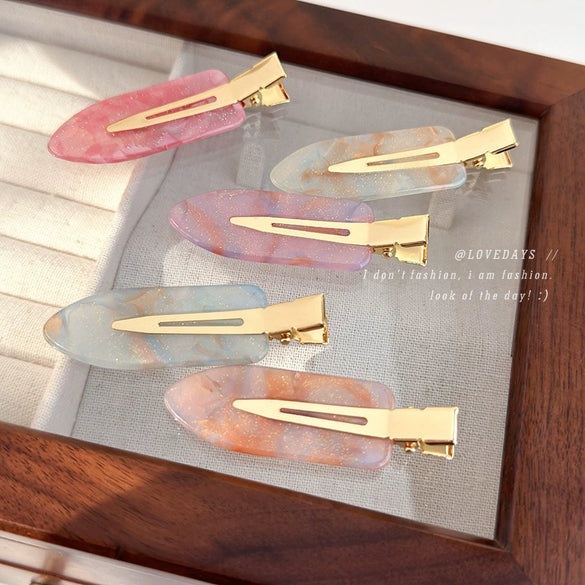 Wholesale Acetic Acid Seamless Duckbill Hairpin For Women With Stamping Super Fairy Dream Pink Gradient Style