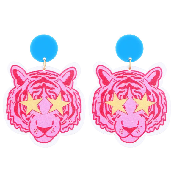Wholesale Acrylic And Wood Animal Style Earrings For Women With Electroplating