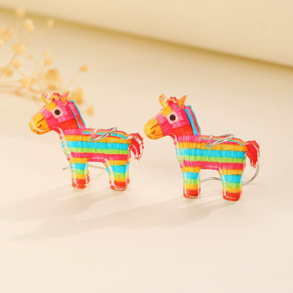 Wholesale Acrylic And Wood Animal Style Earrings For Women With Electroplating