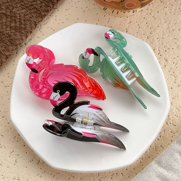 Wholesale Acrylic Animal Flamingo Handmade Women's Hair Grab Clip Hair Accessories