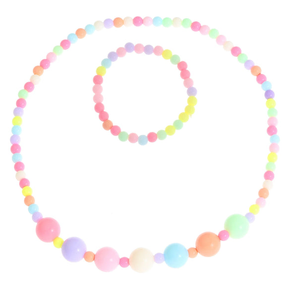 Wholesale Acrylic Beaded Flower Heart Water Drop Bell Handmade Necklace Bracelet Twopiece Set For Women
