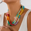 Wholesale Acrylic Beaded Geometric Style Handmade Clavicle Necklace With Metal Spring Buckle