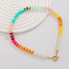 Wholesale Acrylic Beaded Geometric Style Handmade Clavicle Necklace With Metal Spring Buckle